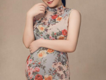 孕妇写真黑色旗袍,黑色旗袍写真中的优雅与期待